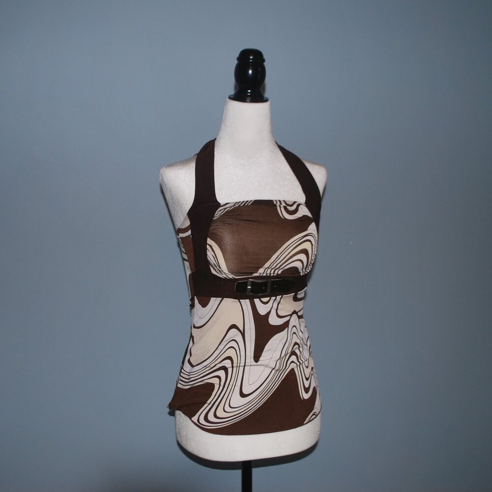 70s Inspired Brown Halter Top